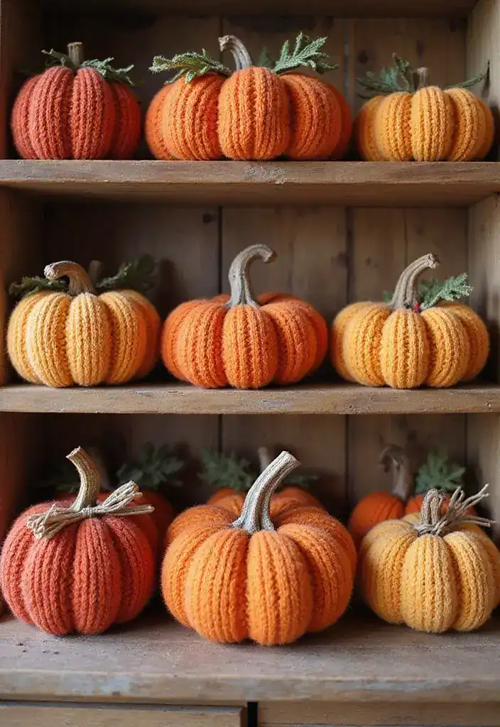 15 Fall Crafts That’ll Transform Your Home Into an Autumn Wonderland (You Won't Believe #10!) - 3. Cozy Knit Pumpkins