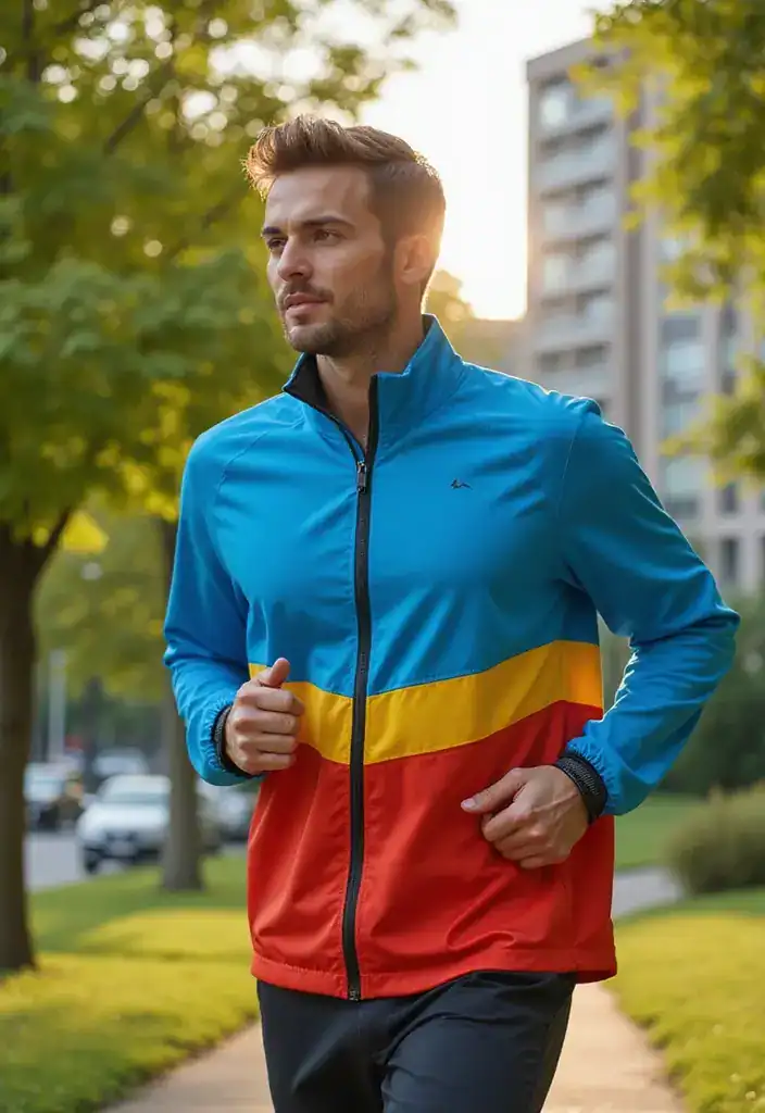 20 Coole Streetwear-Stile, die deinen Look sofort aufpeppen! - 14. Farbige Sportjacken – Für die aktive Garderobe