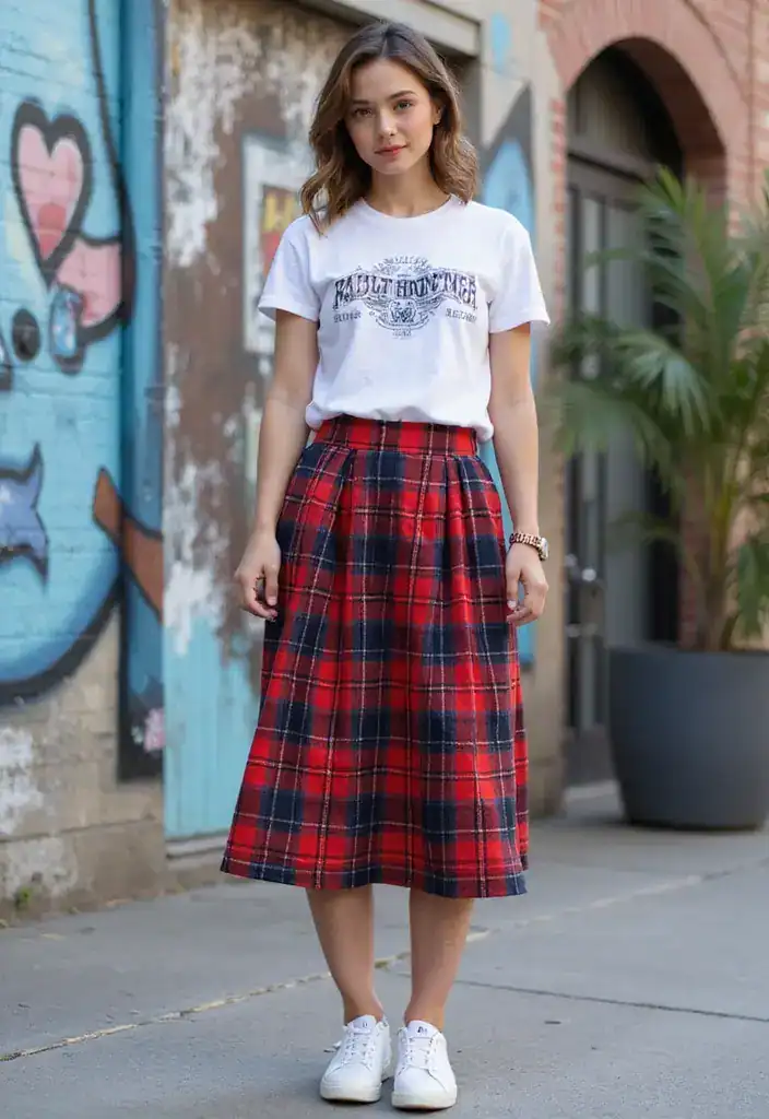 20 Coole Streetwear-Stile, die deinen Look sofort aufpeppen! - 16. Karo-Röcke – Der feminine Twist