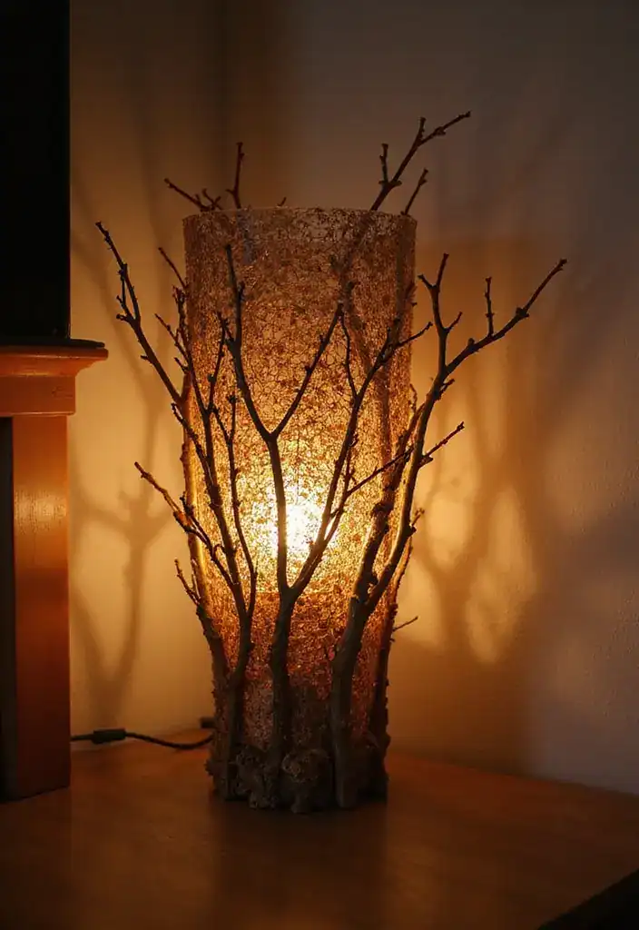 20 Einfache Holz Bastelprojekte, die Du noch Heute Ausprobieren musst! - 2. Holzlampe aus Ästen