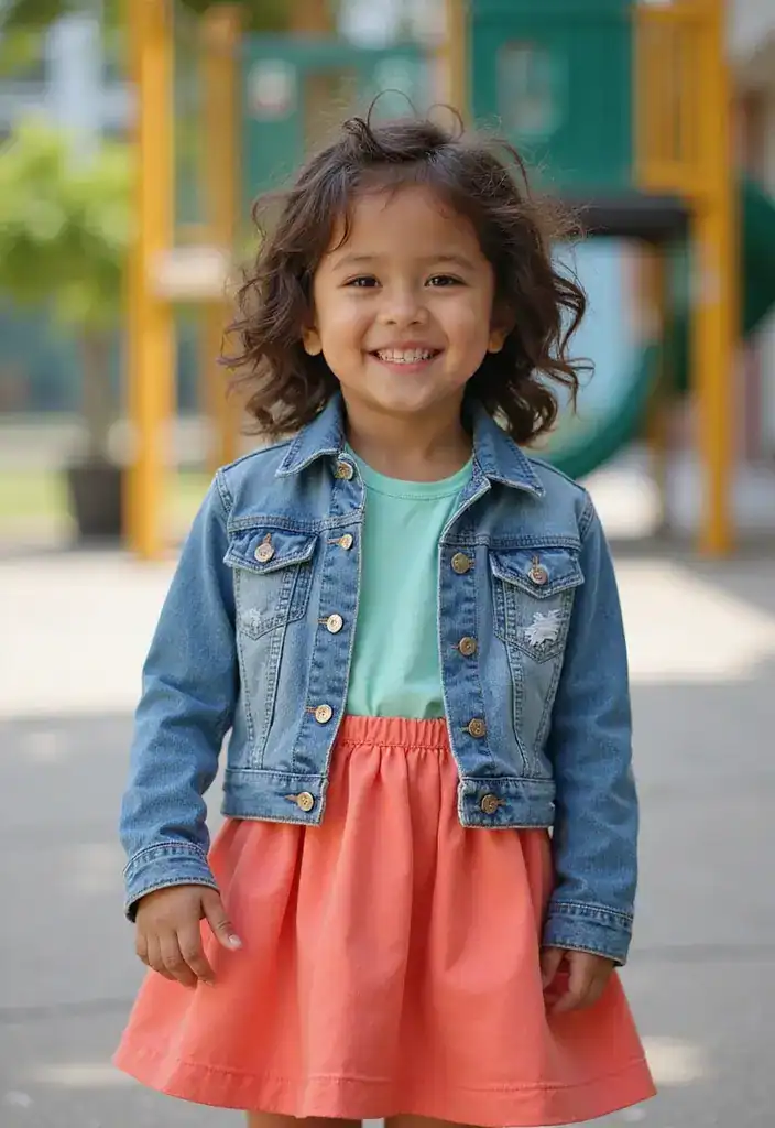 21 Trendy First Day of School Outfits Your Kids Will Absolutely Love (Wait Until You See #8!) - 4. Layered Look with a Denim Jacket