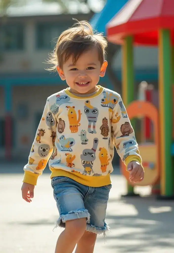 21 Trendy First Day of School Outfits Your Kids Will Absolutely Love (Wait Until You See #8!) - 6. Stylish Shorts with Graphic Sweatshirts