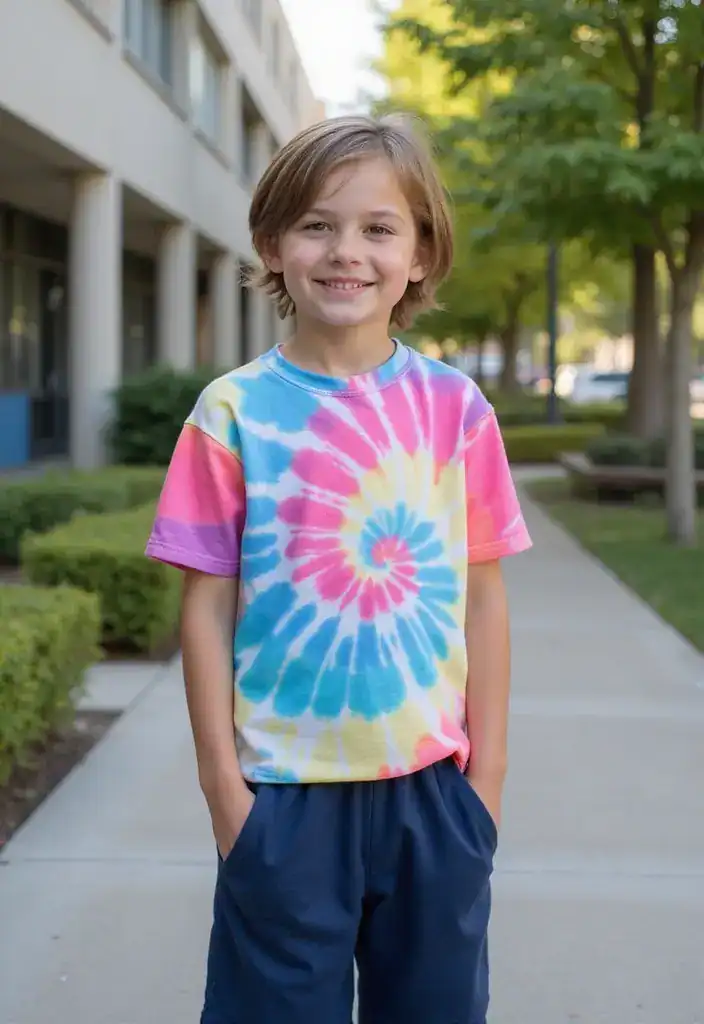 21 Trendy First Day of School Outfits Your Kids Will Absolutely Love (Wait Until You See #8!) - 8. Unique Tie-Dye Ensemble