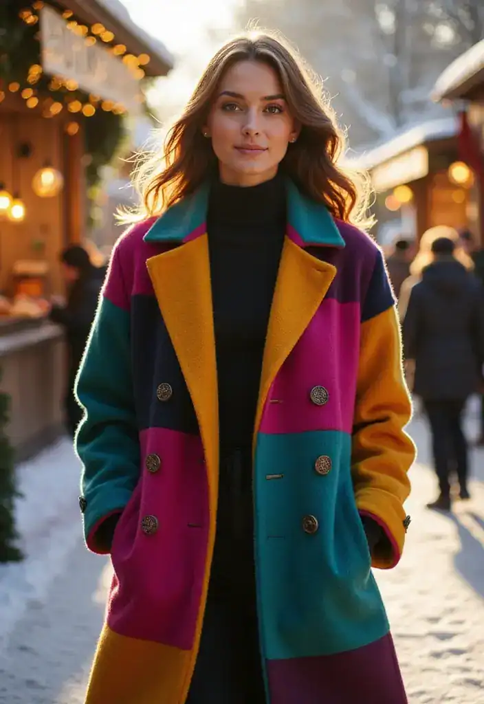 22 Trendy Winter Coats for Women - 11. Color-Blocked Coats