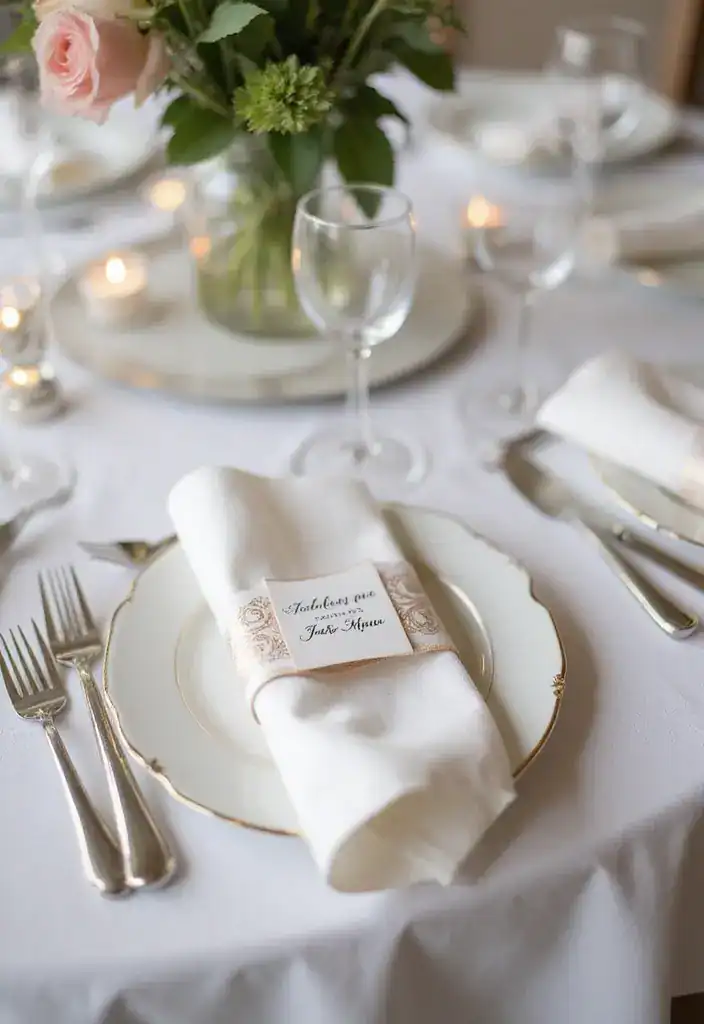 30 Creative Wedding Decor Ideas That Will Make Your Big Day Unforgettable - 24. Personalized Napkin Wraps