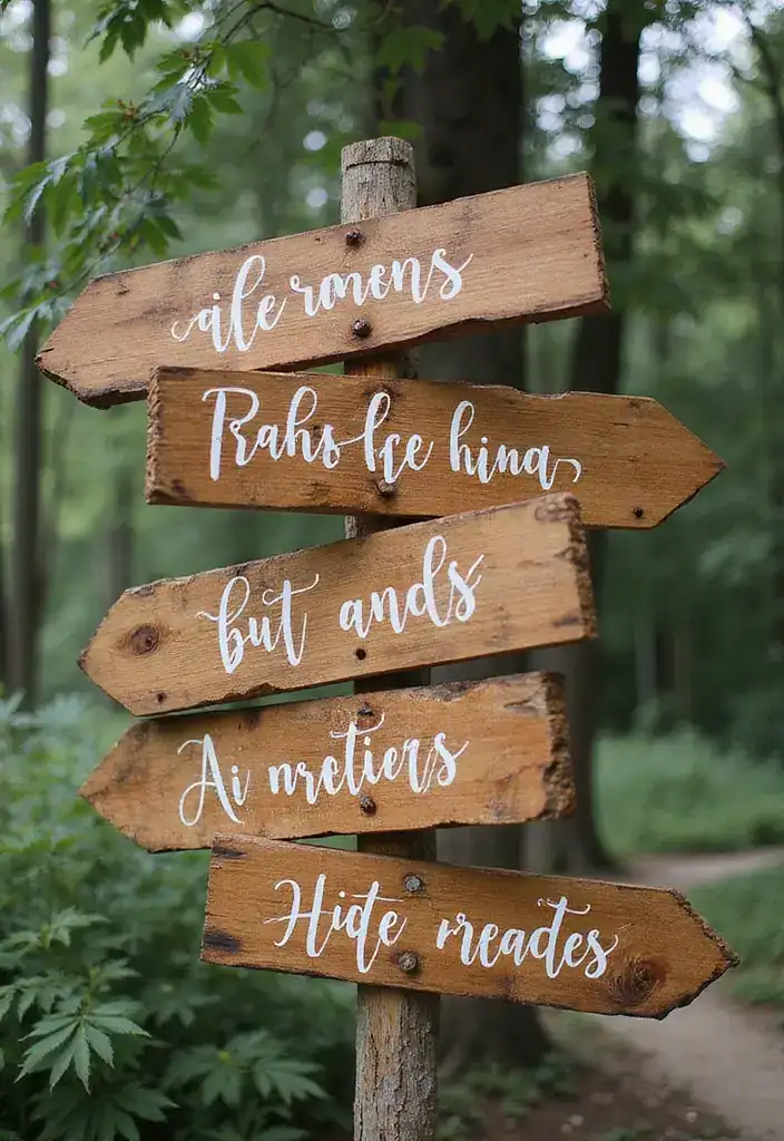 30 Creative Wedding Decor Ideas That Will Make Your Big Day Unforgettable - 26. Rustic Wooden Signs