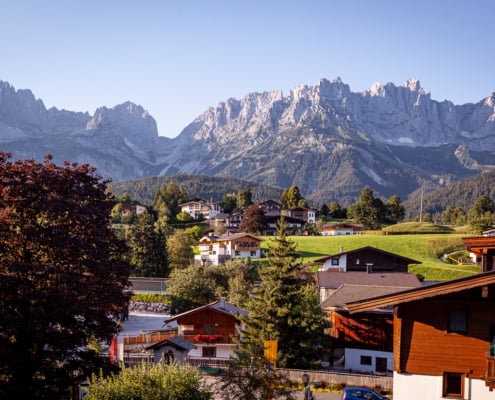 Blick auf den Wilden Kaiser von Going aus