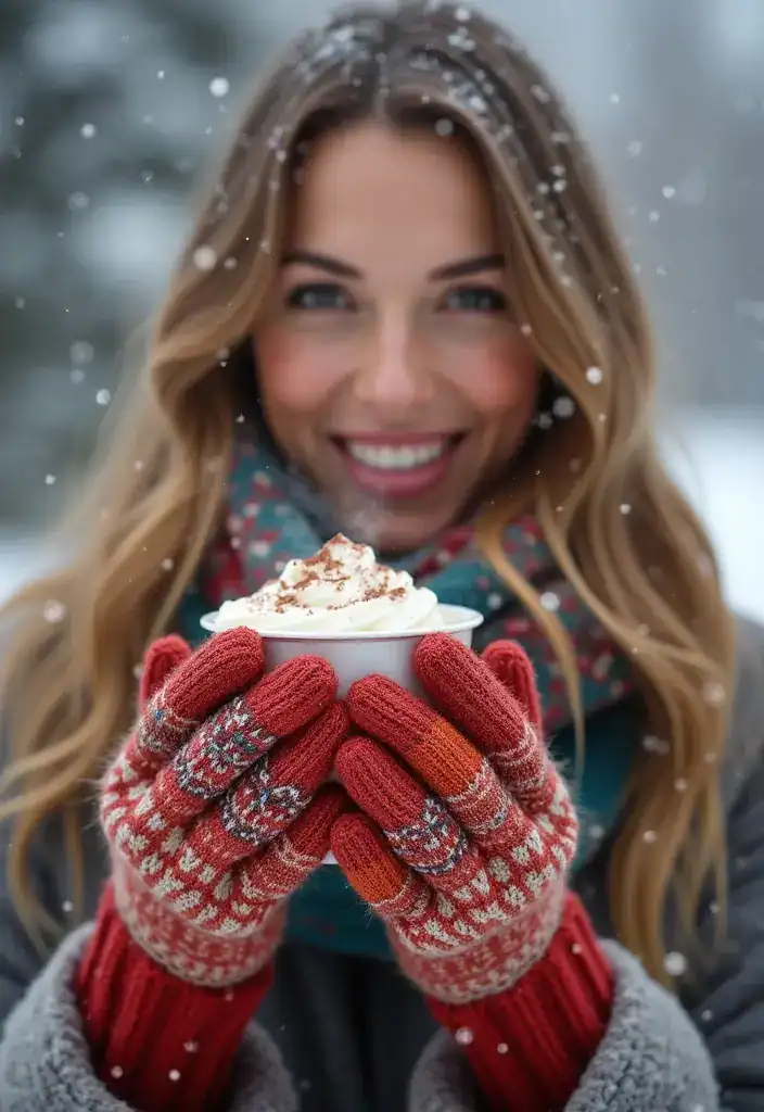 Unlock 15 Cozy Winter Looks That Prove Layering Can Be Chic! - 10. Knitted Gloves: Fashion and Function