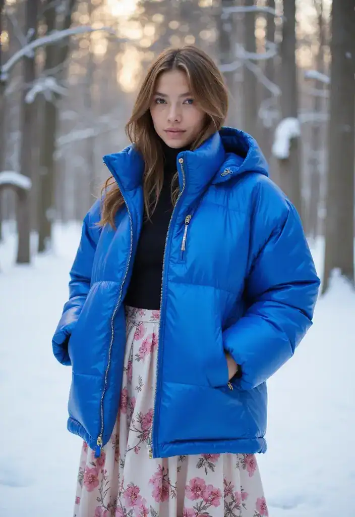 Unlock 15 Cozy Winter Looks That Prove Layering Can Be Chic! - 4. Puffer Jackets with Midi Skirts