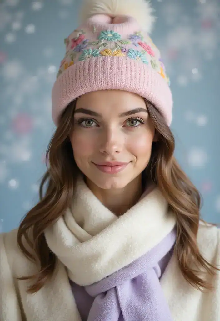 Wie Du Die Perfekten Farben für Deine Winter Mützen 2023 Wählst - 17. Winterliche Blumenmuster: Feminin und verspielt